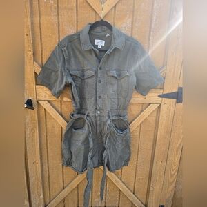 Green Short Sleeve Utility Romper